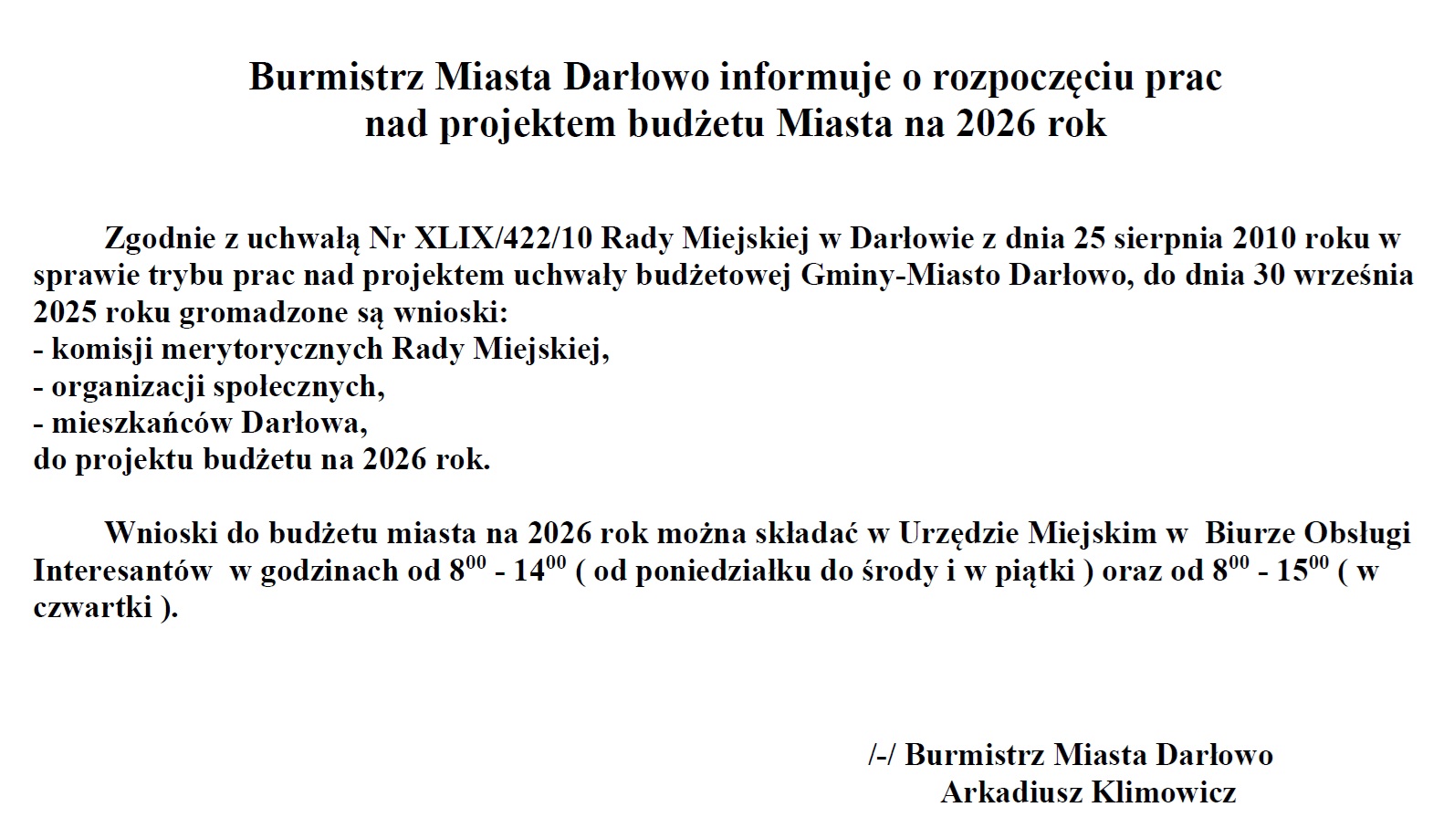 Ogloszenie o budżecie