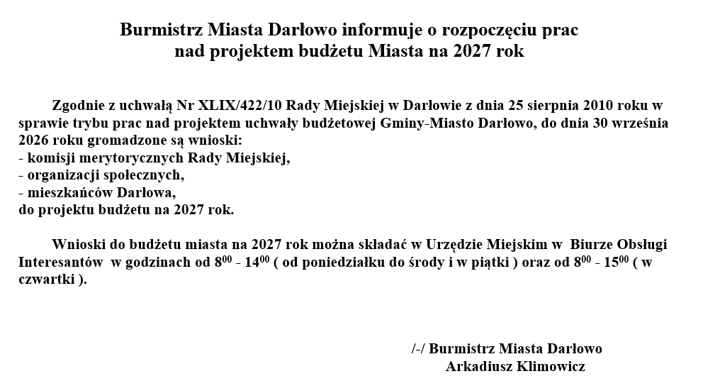 Ogłoszenie o budżecie